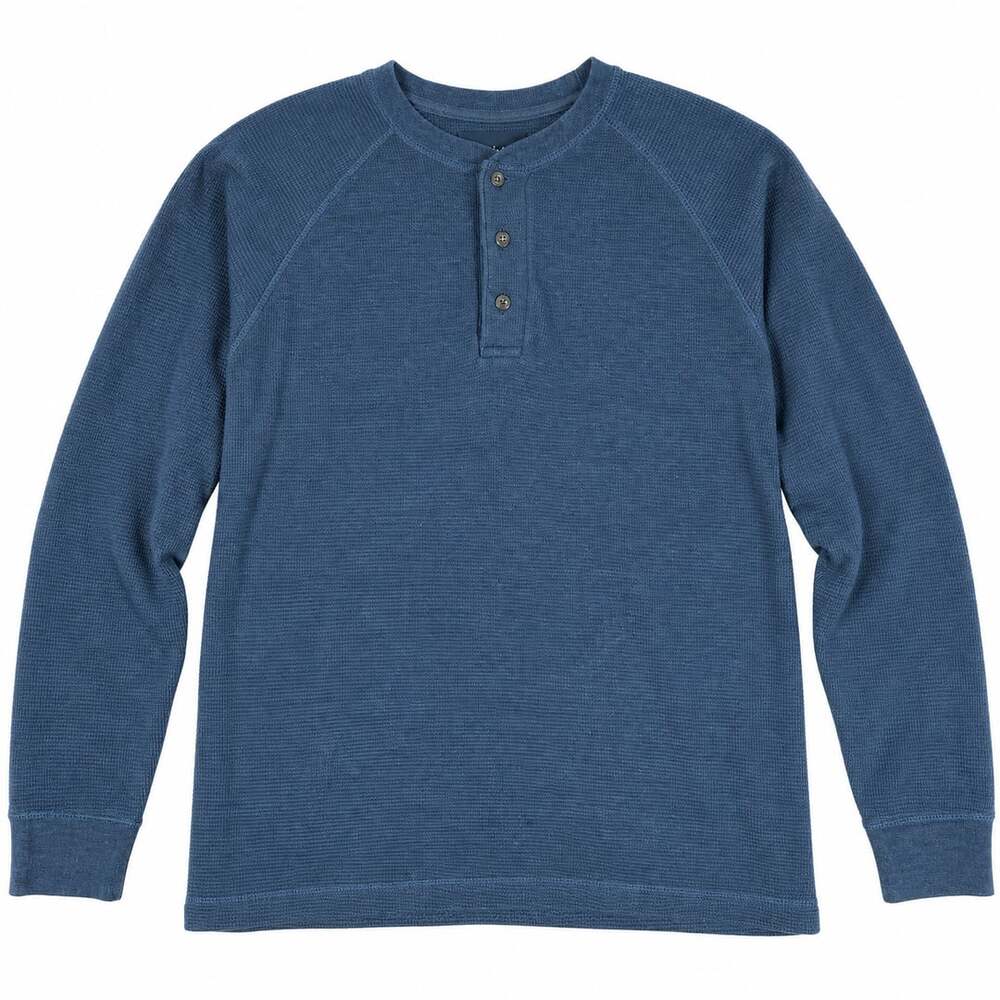 RedHead Thermal Henley Size M Blue Long Sleeve Waffle Knit
